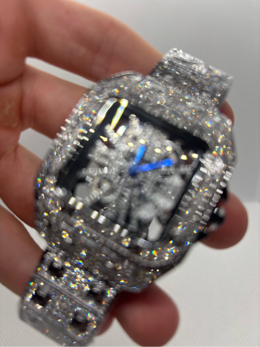 Silver and Blue Dial Skeleton 39mm Bussdown Watch